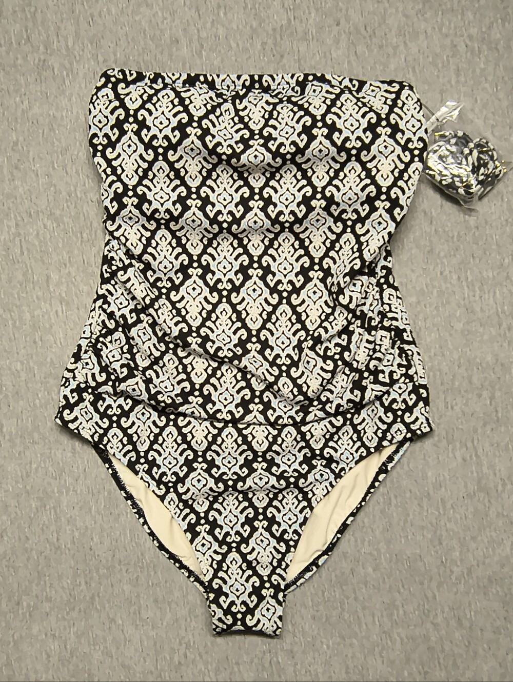 Shade & Shore Women’s Crepe Bandeau Shirred Regular‑Leg Full‑Coverage One‑Piece